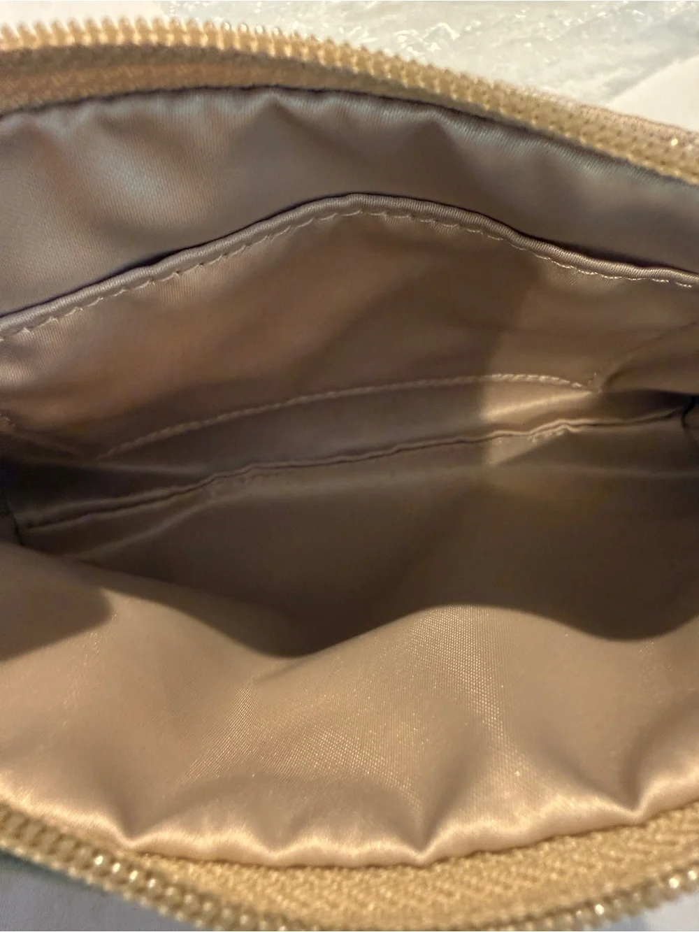 Coach Beige Signature Jacquard Wristlet with Metallic Trim Y2K